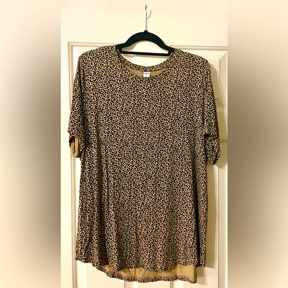 Old Navy Leopard Swing SS Top sz XL